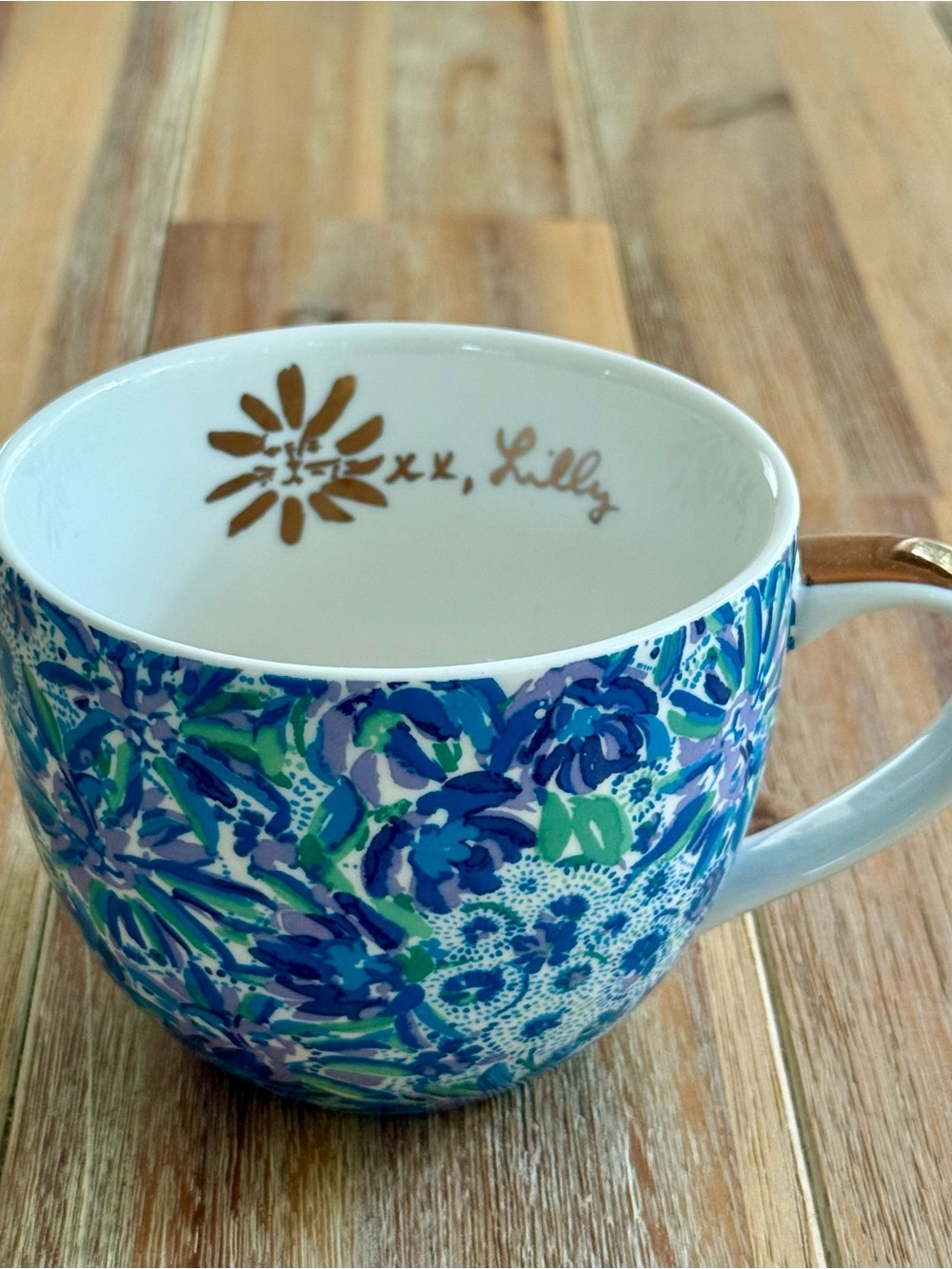 Lilly Pulitzer Blue and Purple Floral Lion FaceMug